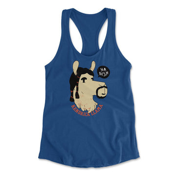 Kendrick Llama Womens Racerback Tank in Royal color